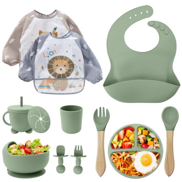 CUBTEM 12er Baby Geschirr Set mit Silikon – BPA-frei Kindergeschirr mit Saugnapf