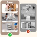 Onasti Tritthocker Kinder – Höhenverstellbar 3 Stufen mit Sicherheitsgriffe für Küche & Bad – Bild 6