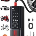 Lamicall Elektrische Luftpumpe 150PSI mit Akku & Digital Manometer – Tragbarer Kompressor für Auto, Fahrrad & Motorrad