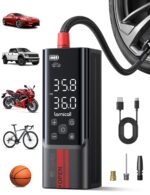 Lamicall Elektrische Luftpumpe 150PSI mit Akku & Digital Manometer – Tragbarer Kompressor für Auto, Fahrrad & Motorrad