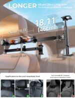 TRYONE Tablet Halterung Auto Kopfstütze 46cm – 3-in-1 Universalhalter für iPad & Smartphones – Bild 3
