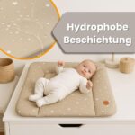 Wickelauflage 85x72 cm wasserdicht & abwaschbar – Wickelmatte Beige mit Sternen für Wickeltisch – Bild 5