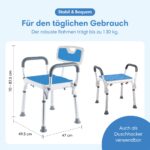 Safe Age Duschstuhl mit abnehmbarer Rückenlehne – höhenverstellbar & rutschfest – Bild 2