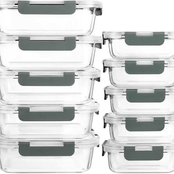 MCIRCO Glas-Frischhaltedosen Set 20-teilig – Auslaufsicher & Spülmaschinenfest