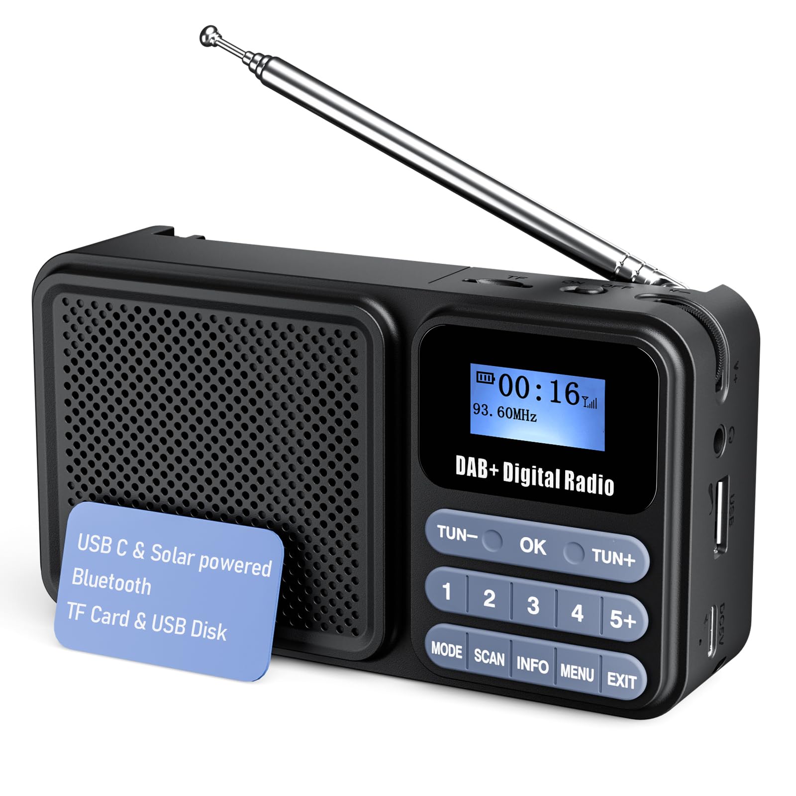 71VM-C-CDL._SY1600_.jpg Gallypek DAB+ FM Digitalradio mit Bluetooth 5.0 – Tragbares Küchenradio mit Akku & Solarladung – Bild 1