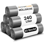 Demmelhuber Müllsäcke 240 Liter extrastark 60 μm – Reissfeste Abfallsäcke für Haus & Industrie