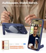 TORRAS Ostand L1 iPhone 17 Pro Hülle mit MagSafe & Titan-Ständer – Militärschutz Matt Blau – Bild 5