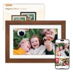 Eptusmey Frameo Digitaler Bilderrahmen 10.1 Zoll WLAN – Walnussholz mit 32GB Speicher