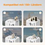 TESSAN Universal Reiseadapter mit 5 USB – Internationaler Steckdosenadapter für 150+ Länder – Bild 2