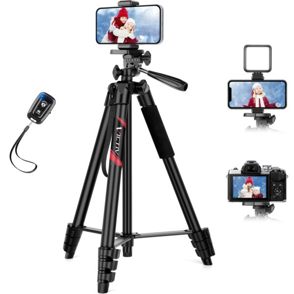 Victiv 162 cm Aluminium Stativ mit Fernauslöser – Universalstativ für Smartphone & Kamera