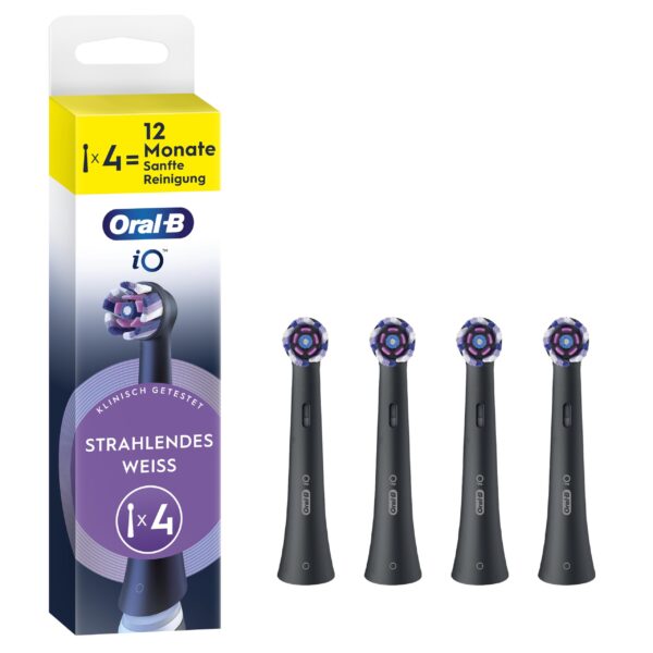 Oral-B iO Strahlendes Weiss Aufsteckbürsten (4er-Set) – Aufhellende Zahnreinigung für weissere Zähne