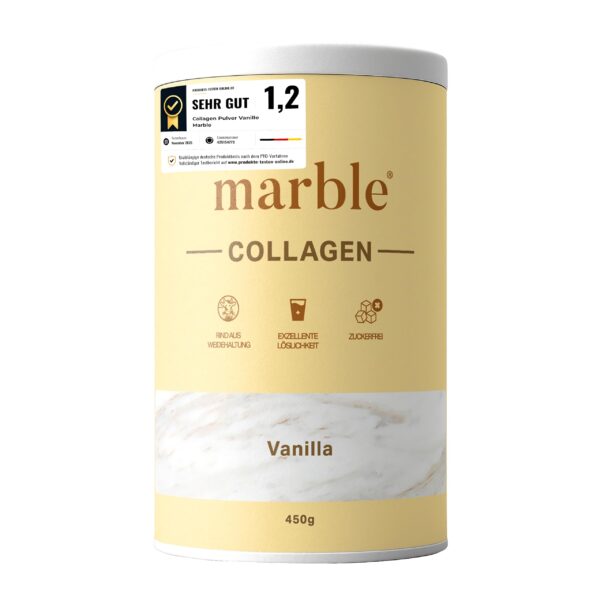 Marble Collagen Pulver 450g mit Vanille – Kollagen Hydrolysat Typ 1, 2 & 3