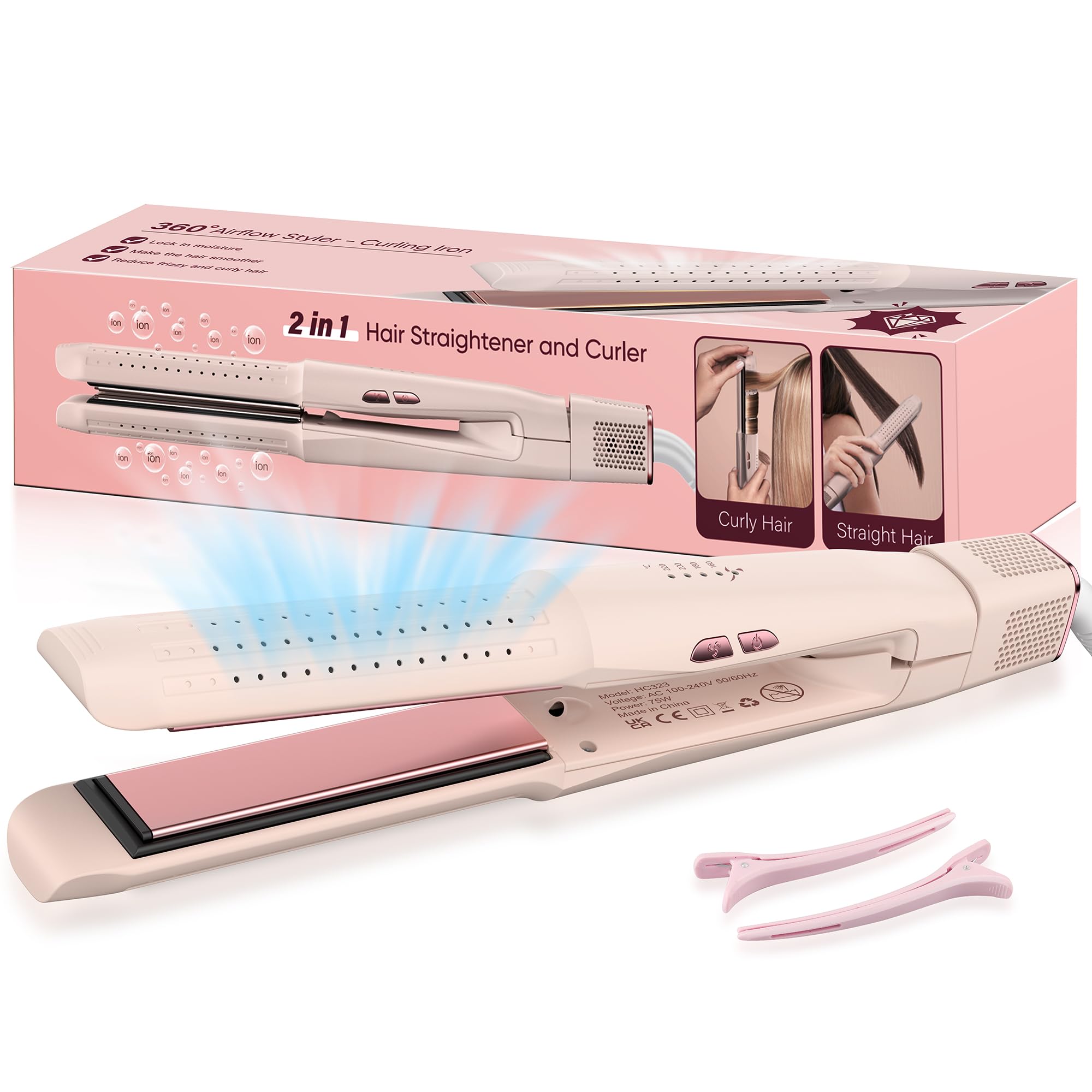 71WthhfbN5L._SY2000_.jpg Fixamate 2-in-1 Glätteisen & Lockenstab – Locken & Glätten mit 360° Kaltluftfunktion – Bild 1