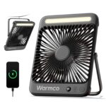 Warmco D4 Akku Camping Ventilator 20000mAh – 48h Laufzeit mit LED & Haken