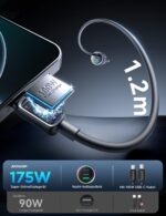 JOYROOM 175W KFZ-Ladegerät mit 3 USB-Ports & 100W USB-C Kabel – Schnellladen für Smartphone & Laptop – Bild 5