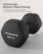 SONGMICS Kurzhanteln 2er Set 10 kg mit Neopren-Beschichtung – Hexagon Hanteln für Krafttraining – Bild 2