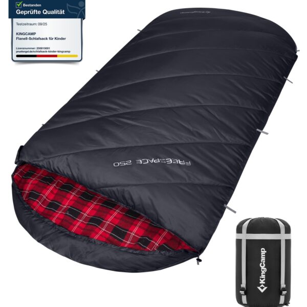KingCamp XXL Schlafsack 220x100 cm Baumwoll-Flanell – Ganzjahresschlafsack für Camping