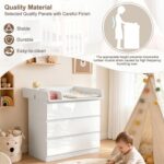 WOLTU Wickelkommode 86 cm mit Wickelaufsatz – Ergonomischer Wickeltisch mit 3 Schubladen – Bild 6