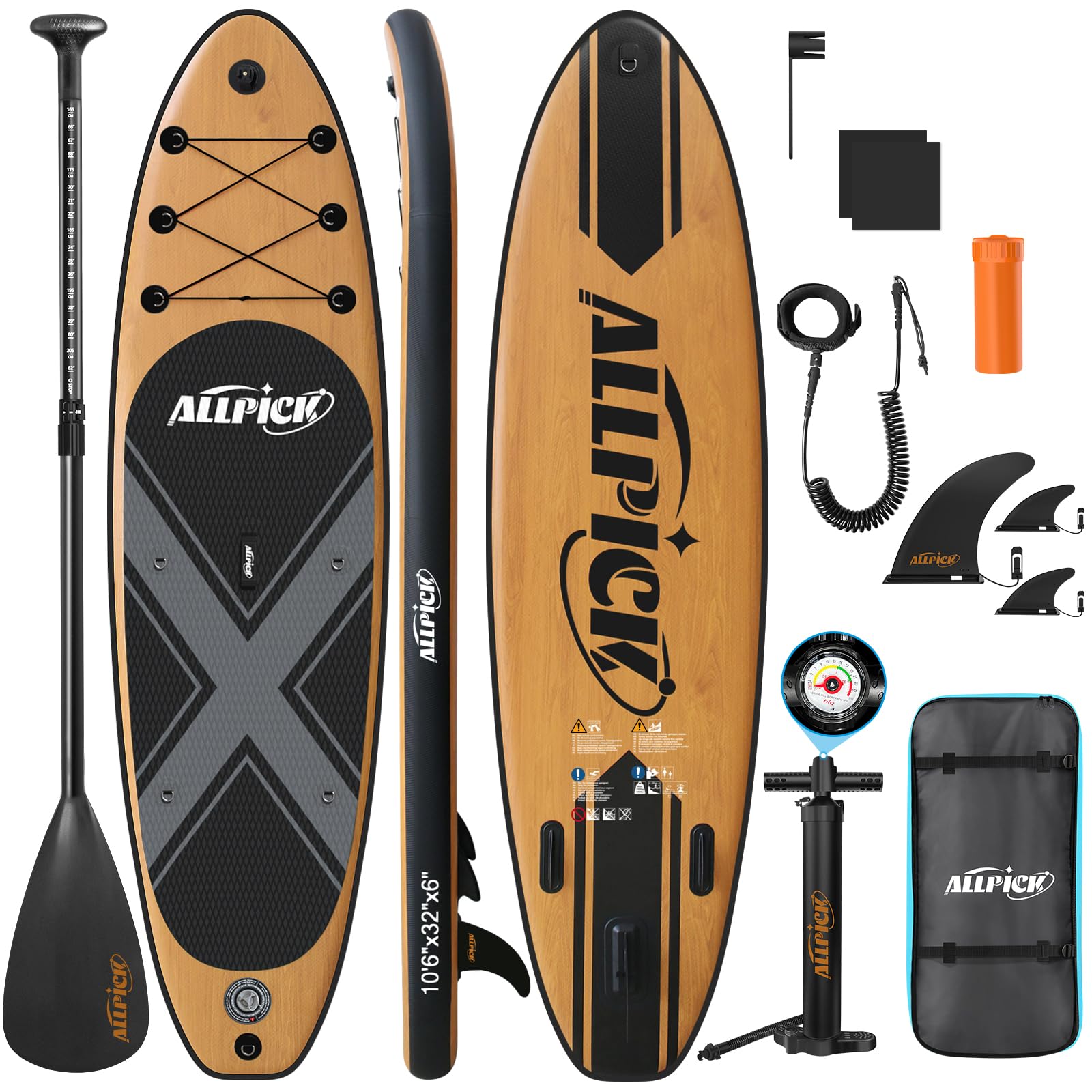 71XqNBYeQlL._SY1600_.jpg ALLPICK Premium SUP Board Aufblasbar 320cm – Komplettset mit Paddel & Kamerahalterung – Bild 1