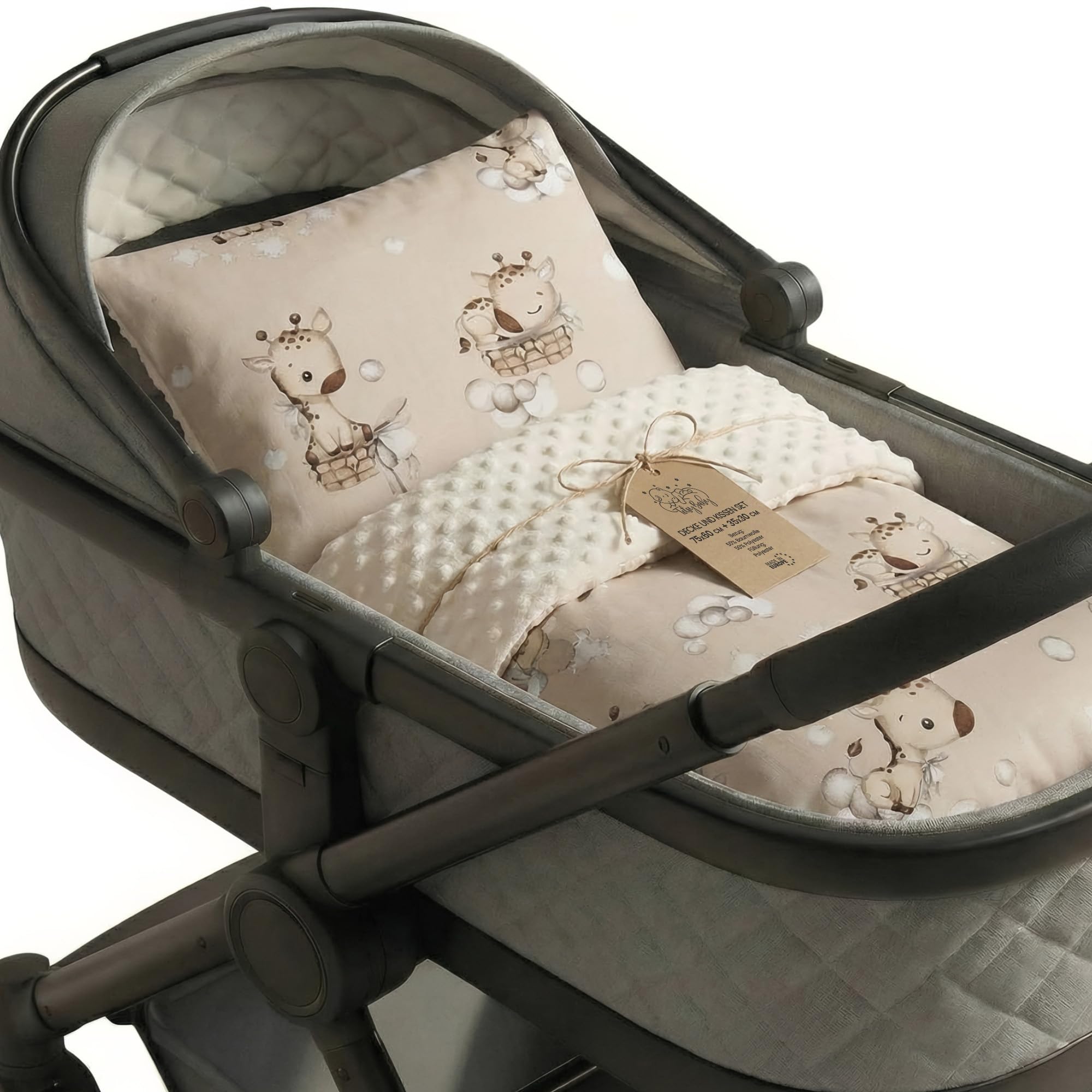 71Xst2NjjmL._SY2000_.jpg Totsy Baby Babydecke 75×60 cm mit Kissen – Zweiseitig Baumwolle & Plüsch für Neugeborene – Bild 1