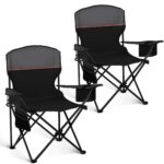 HIGH POINT SPORTS 2er Set Campingstuhl mit Kühlfach & Getränkehalter – bis 120 kg belastbar