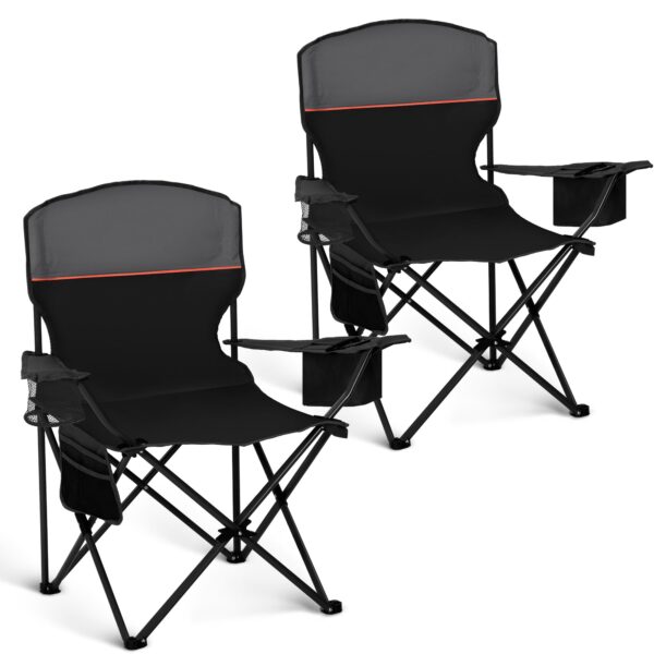 HIGH POINT SPORTS 2er Set Campingstuhl mit Kühlfach & Getränkehalter – bis 120 kg belastbar
