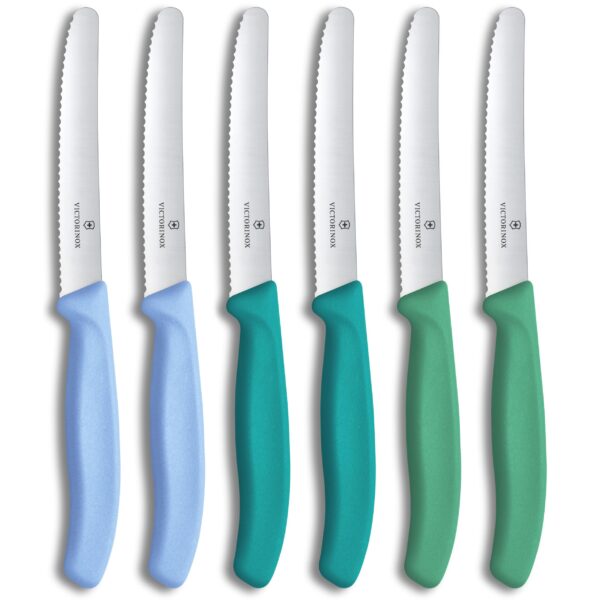 Victorinox Swiss Classic Brötchenmesser-Set 6er – 11 cm Wellenschliff für Obst & Gemüse