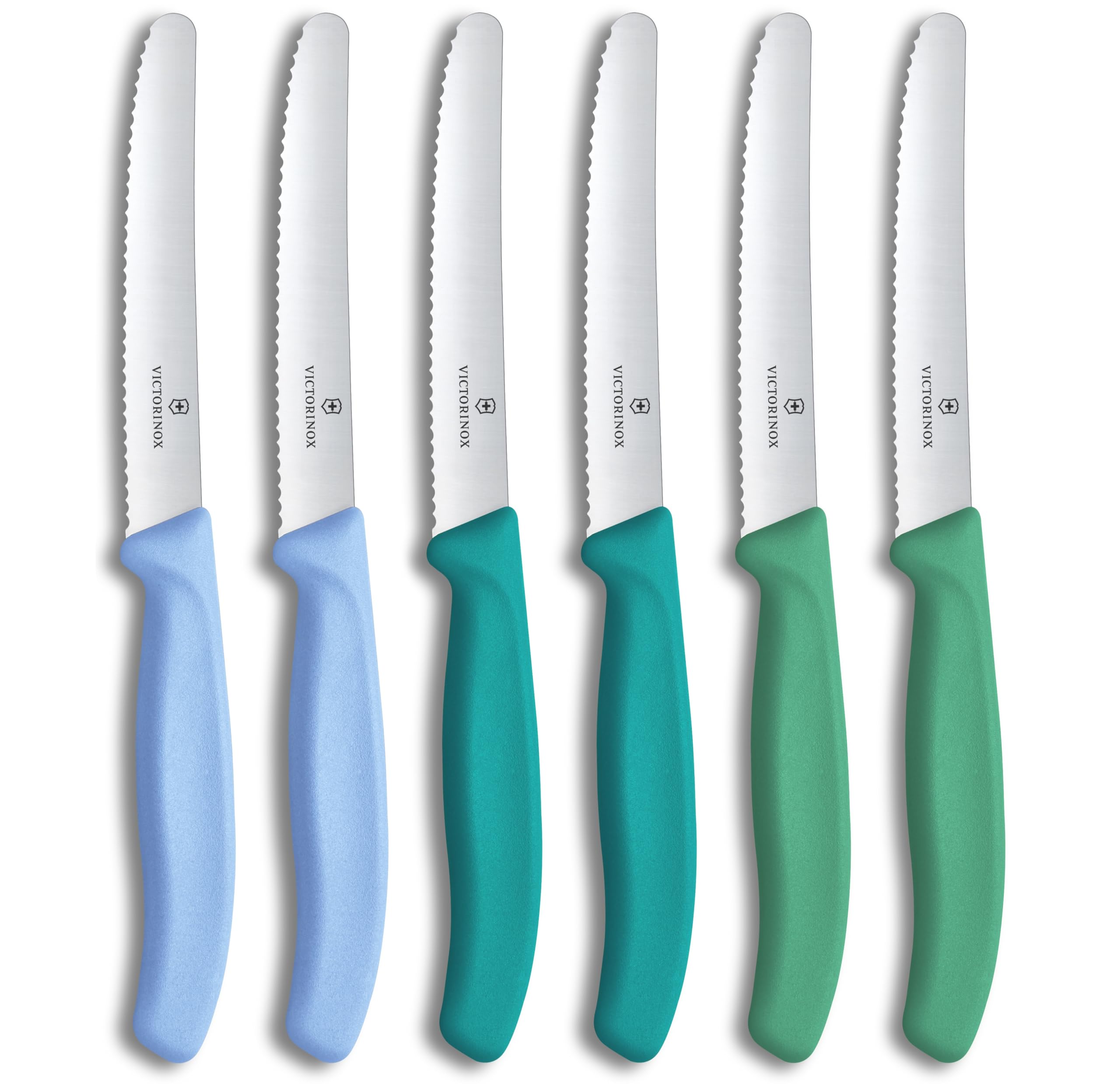 71Y5Qe413FL._SY2477_.jpg Victorinox Swiss Classic Brötchenmesser-Set 6er – 11 cm Wellenschliff für Obst & Gemüse – Bild 1