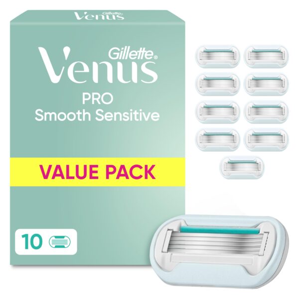 Gillette Venus Pro Smooth Sensitive – 10 Ersatzklingen für empfindliche Haut