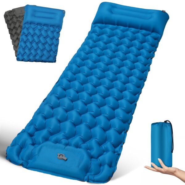 FORRINX Isomatte mit Kissen & Fussluftpumpe – Ultraleichte Campingmatte 950g für Wandern & Outdoor