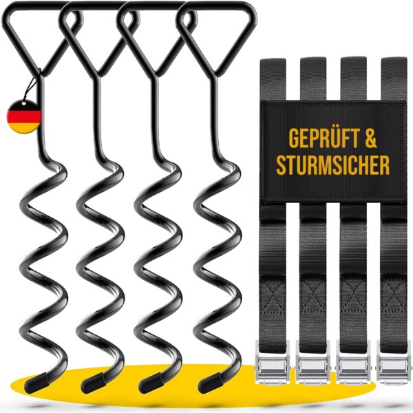 SCHMITZ.Tools Bodenanker-Set 2,5m – Sturmsichere Trampolin Befestigung rostfrei