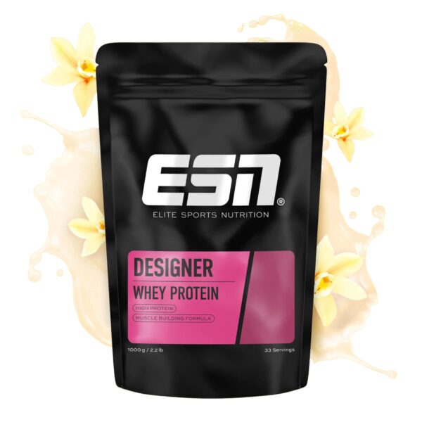 ESN Designer Whey Protein 1 kg Vanilla – 23g Protein pro Portion für Muskelaufbau