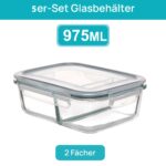 Vtopmart 5er Set Glas-Frischhaltedosen 975ml – Meal Prep Behälter mit 2 Fächern – Bild 3