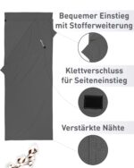 Fit-Flip Hüttenschlafsack Ultraleicht – 325g Baumwoll-Innenschlafsack für Reisen – Bild 3