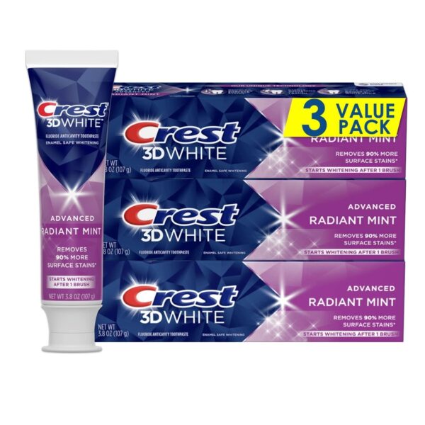 Crest 3D White Radiant Mint Zahnpasta – Zahnaufhellung & Schutz, 3er Pack