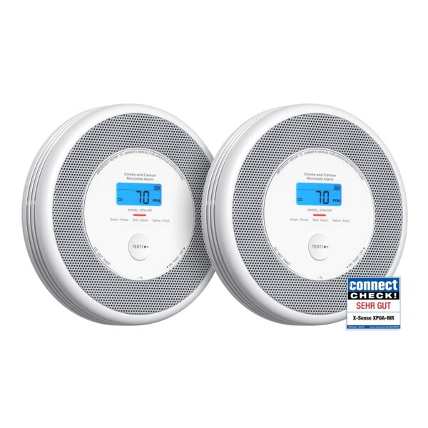 X-Sense Rauch- und CO-Melder mit Sprachalarm & Standortansage – 2er Set