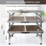 ALPINEZ Campingtisch 60x40 cm höhenverstellbar – Klappbarer Outdoor Tisch mit Tragegriff – Bild 3
