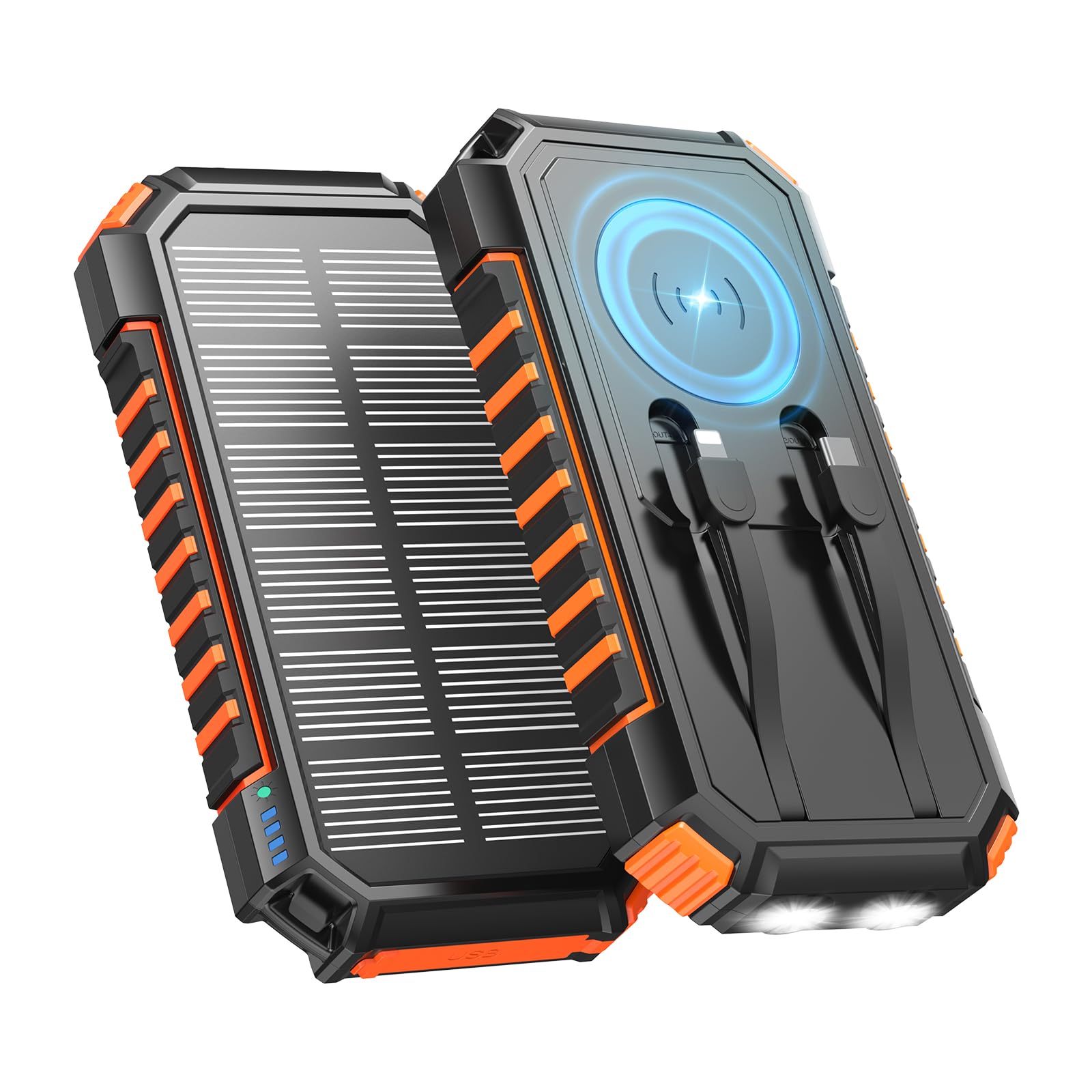 71Ywu8sLzBL._SY1600_.jpg 20000mAh Wireless Solar Powerbank – 22.5W Schnellladung mit integrierten Kabeln & LED-Taschenlampen – Bild 1