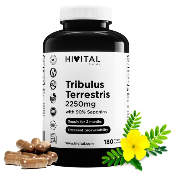 Tribulus Terrestris 2250 mg – 180 vegane Kapseln, 90% Saponinen, 2-Monats-Kur