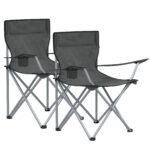 SONGMICS 2er Set Campingstuhl mit Armlehnen & Getränkehalter – 120 kg Tragkraft