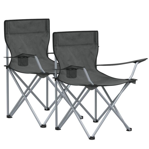 SONGMICS 2er Set Campingstuhl mit Armlehnen & Getränkehalter – 120 kg Tragkraft