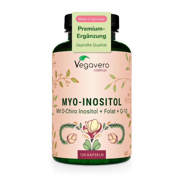 Vegavero Myo-Inositol Komplex – 120 Kapseln mit Vitamin B6 & Folsäure für Frauen