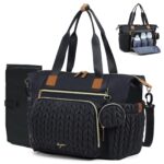 Tonyeee Wickeltasche mit Wickelunterlage – 16 Fächer Multifunktions-Babytasche Schwarz