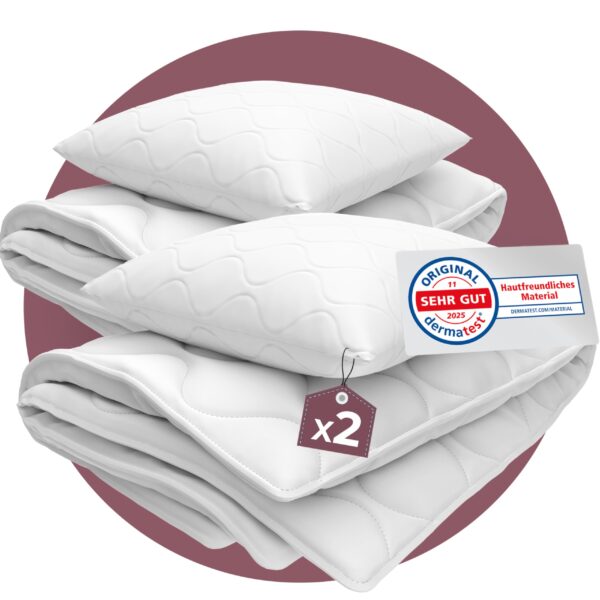 EVAN BROWNS® Bettenset 135x200 4-teilig – Bettdecke & Kopfkissen mit ÖKO-TEX Zertifikat