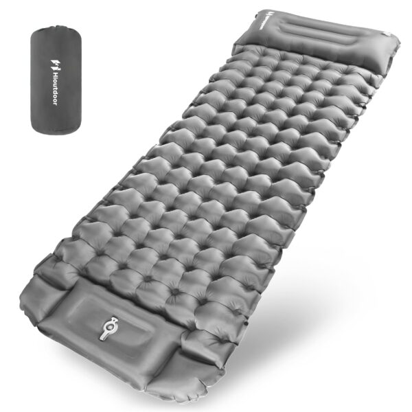 Hioutdoor Isomatte 10cm Aufblasbar – Ultraleichte Camping-Schlafmatte mit Fussss-Pumpe
