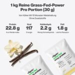 Vilgain Grass-Fed Whey Protein 1000g Vanille – Naturreines Eiweisskonzentrat ohne Zuckerzusatz – Bild 2