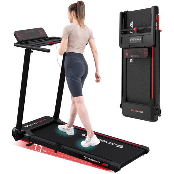 CITYSPORTS Klappbares Laufband bis 12 km/h – Elektrisches Walking Pad mit App & Tablet-Halter