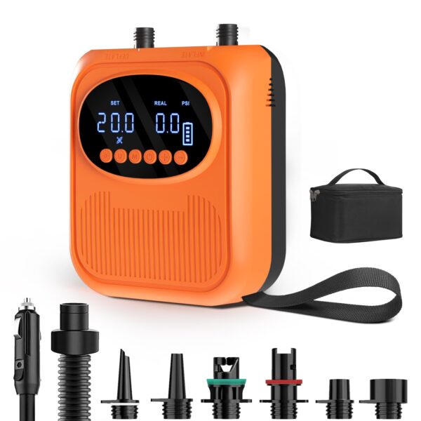 Mojimdo Elektrische SUP Pumpe 20 PSI – Kabellos mit 5 Modi & Auto-Off für Kajaks & Zelte
