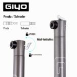 GIYO Super Micro Fahrradreifenpumpe Teleskop – 80 PSI MTB Pumpe mit Presta & Schrader – Bild 4