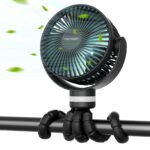 Momcozy 8000 mAh Clip-Ventilator – 360° drehbar mit LED-Licht für Kinderwagen